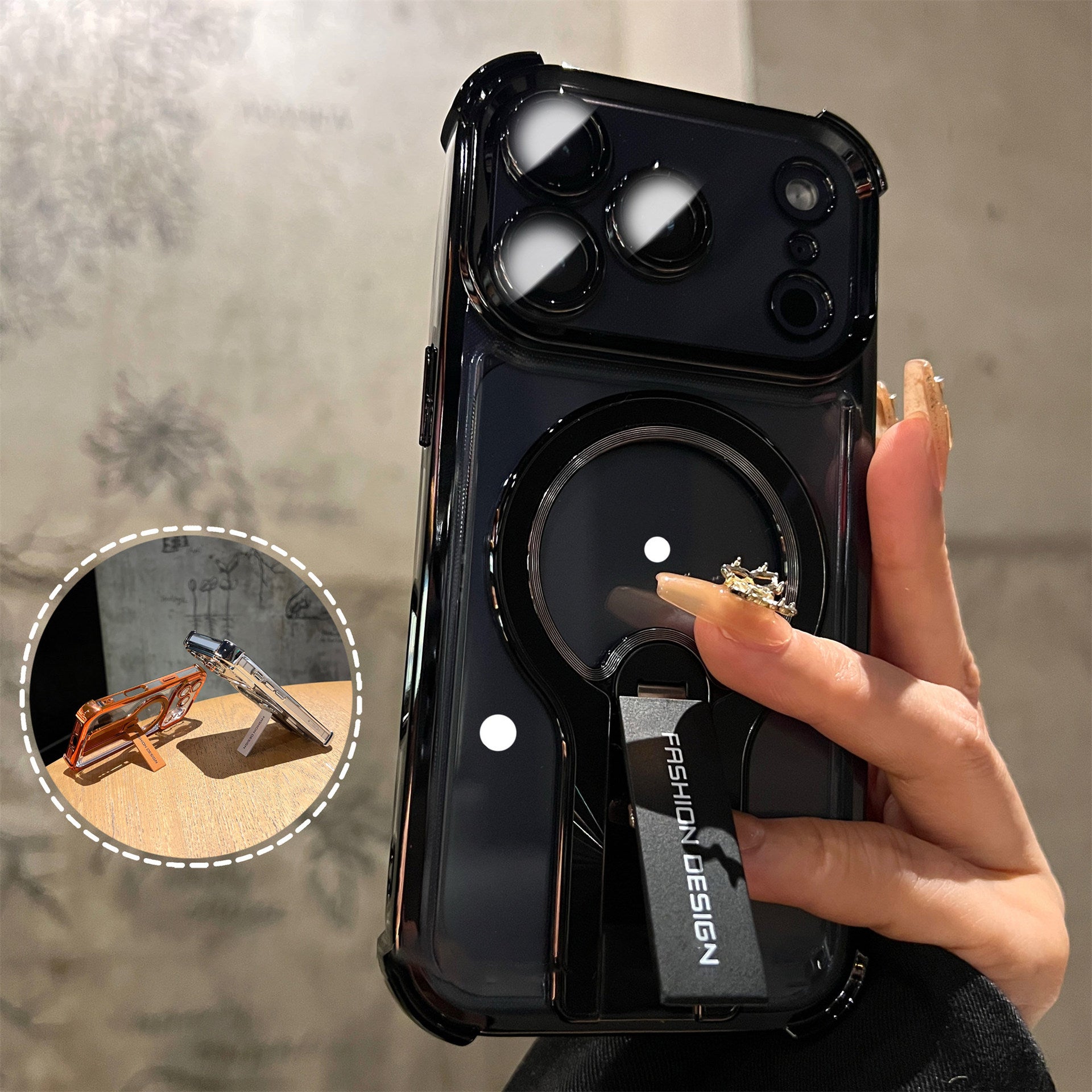 Electroplated four corner anti drop magnetic case for iPhone