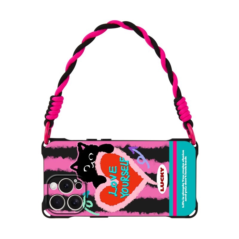 Cute cat lanyard phone case  For iPhone