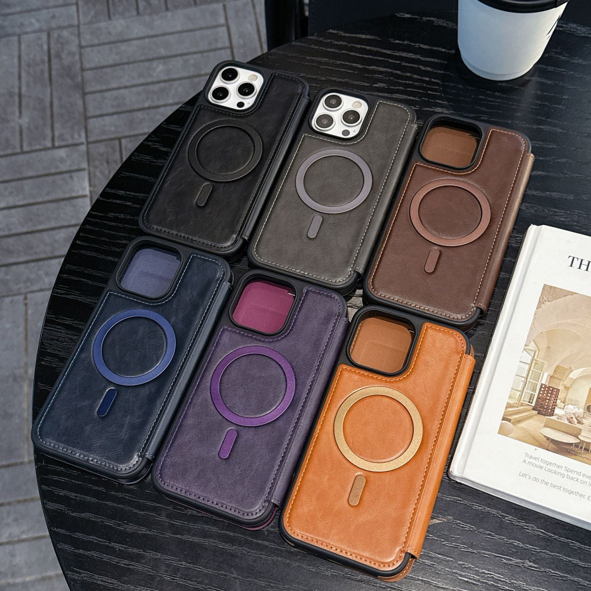 RFID Magsafe Magnetic Flip Wallet Case for iPhone