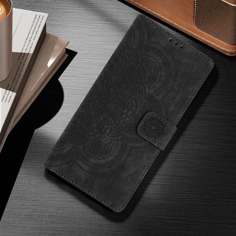 Embossed mandala flower flip case for Samsung