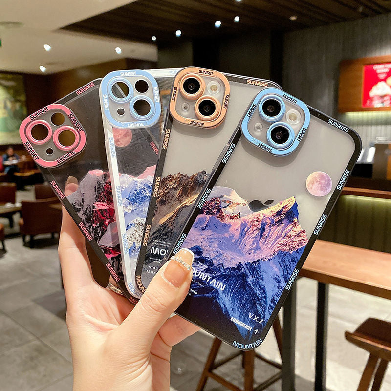 Snow Mountain Pattern Transparent Case For iPhone