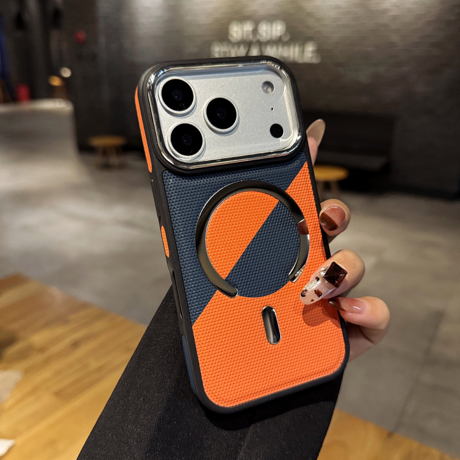 Two-tone leather texture magnetic case for iPhone