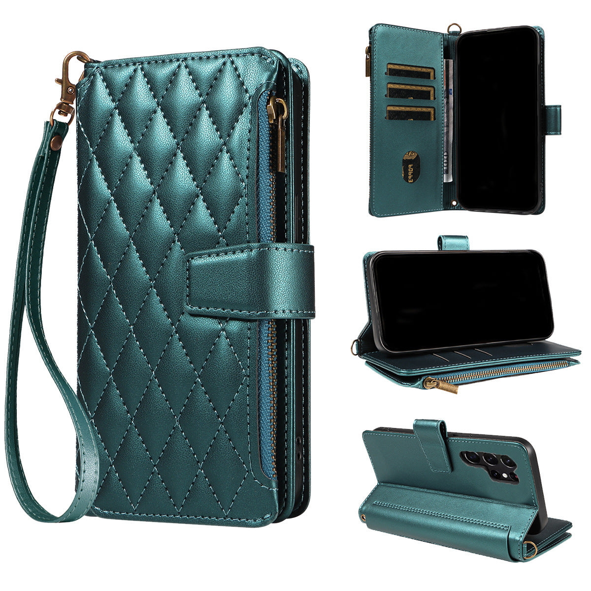 Zipper Insert Card Strap Hanging Rope Case For Samsung