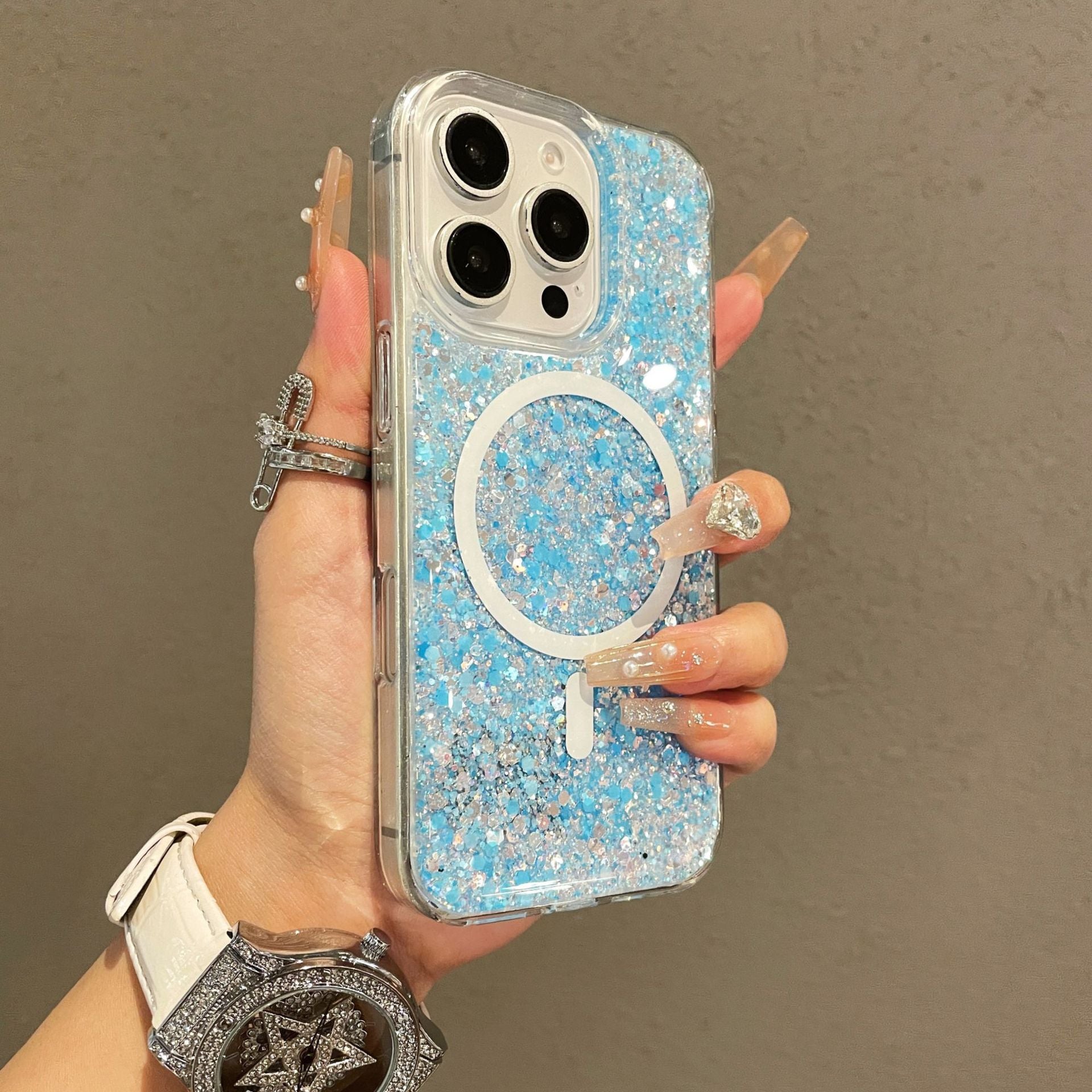 Shell pattern glitter gradient magnetic case for iPhone
