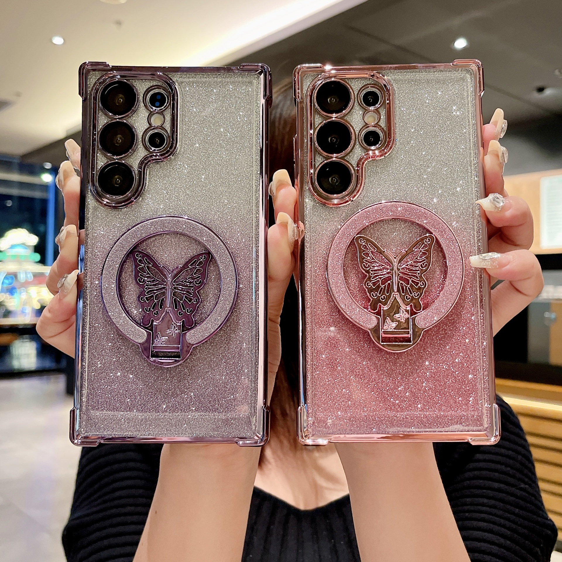 Plating Butterfly Holder Case For Samsung