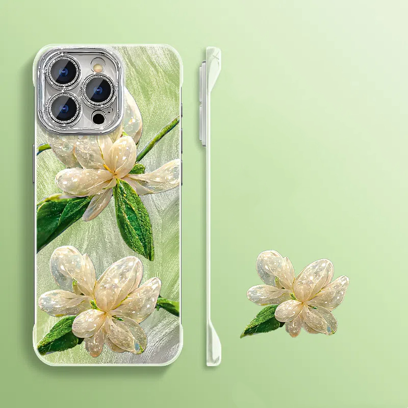 Flower borderless stand phone case For iPhone