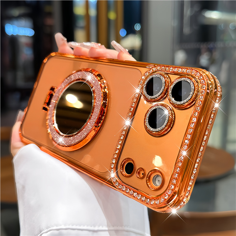 Chain Mirror Ring Stand Case for iPhone
