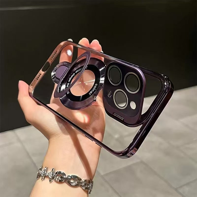 Dual-Bracket High-Transparency With Lens Film Case For iPhone