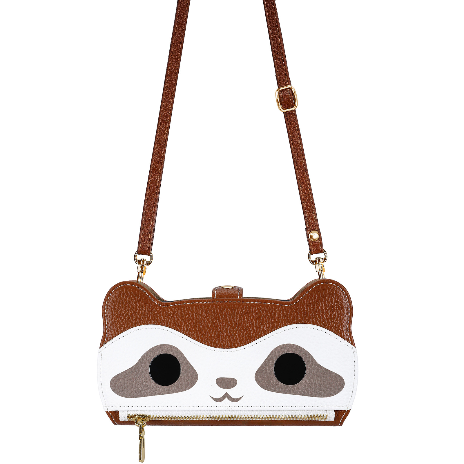 Cute Raccoon Crossbody Wallet Case For iPhone