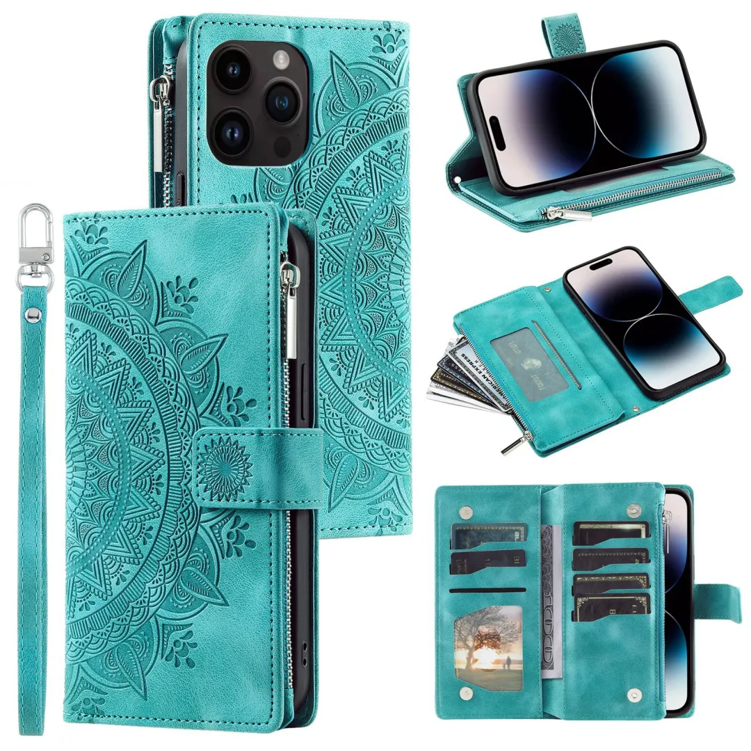 crossbody Embossing  Leather Flip Wallet Case For Samsung