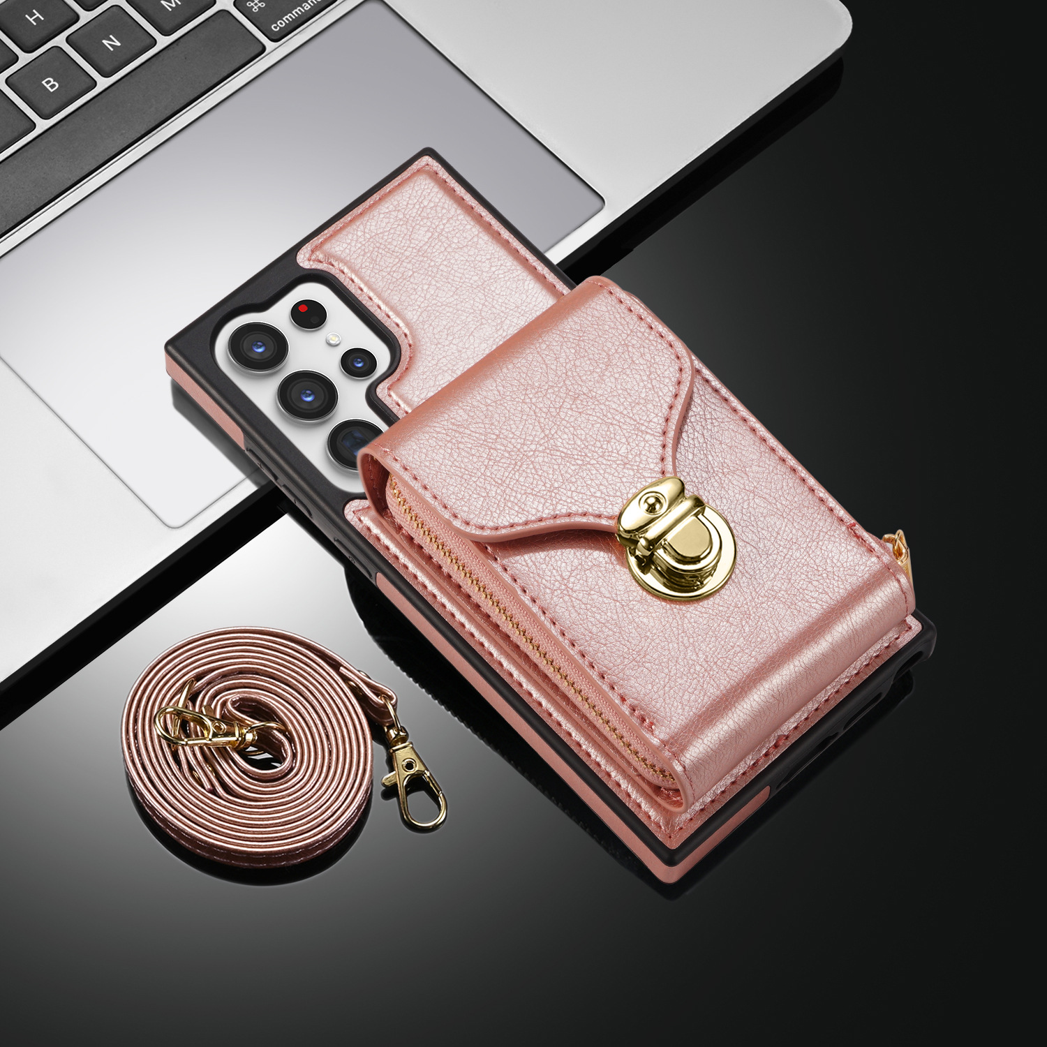 Multifunctional Crossbody Card Wallet Leather Case For Samsung