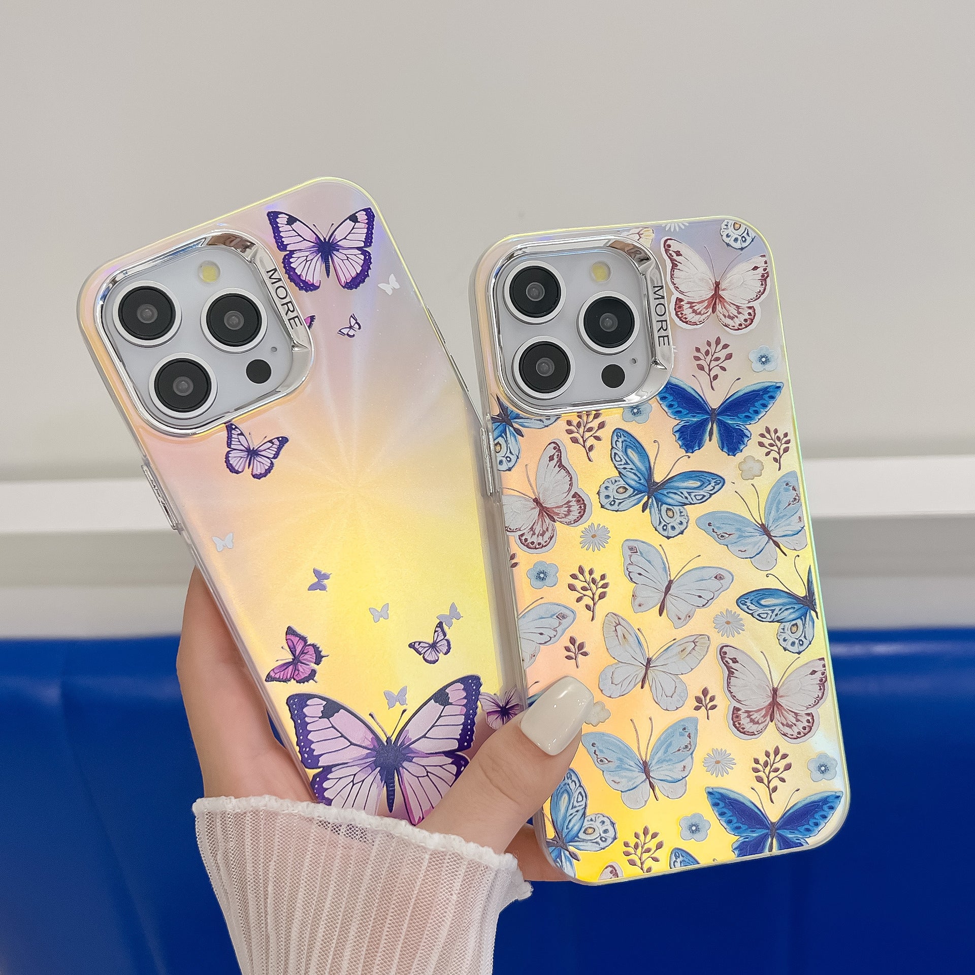 Electroplating laser butterfly case for iPhone