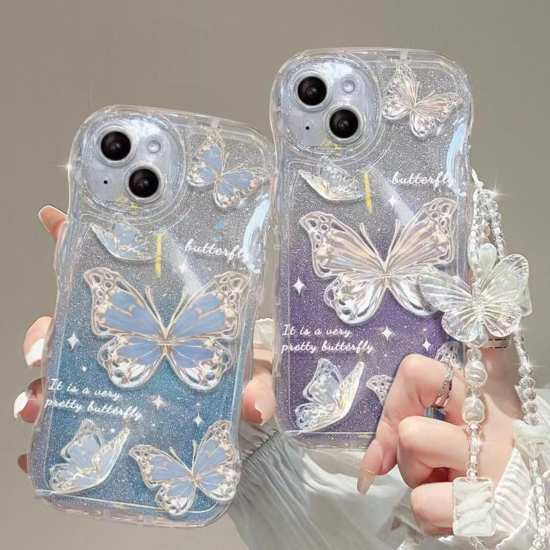 Wave Fairy Glitter Butterfly Silicone Case for iPhone