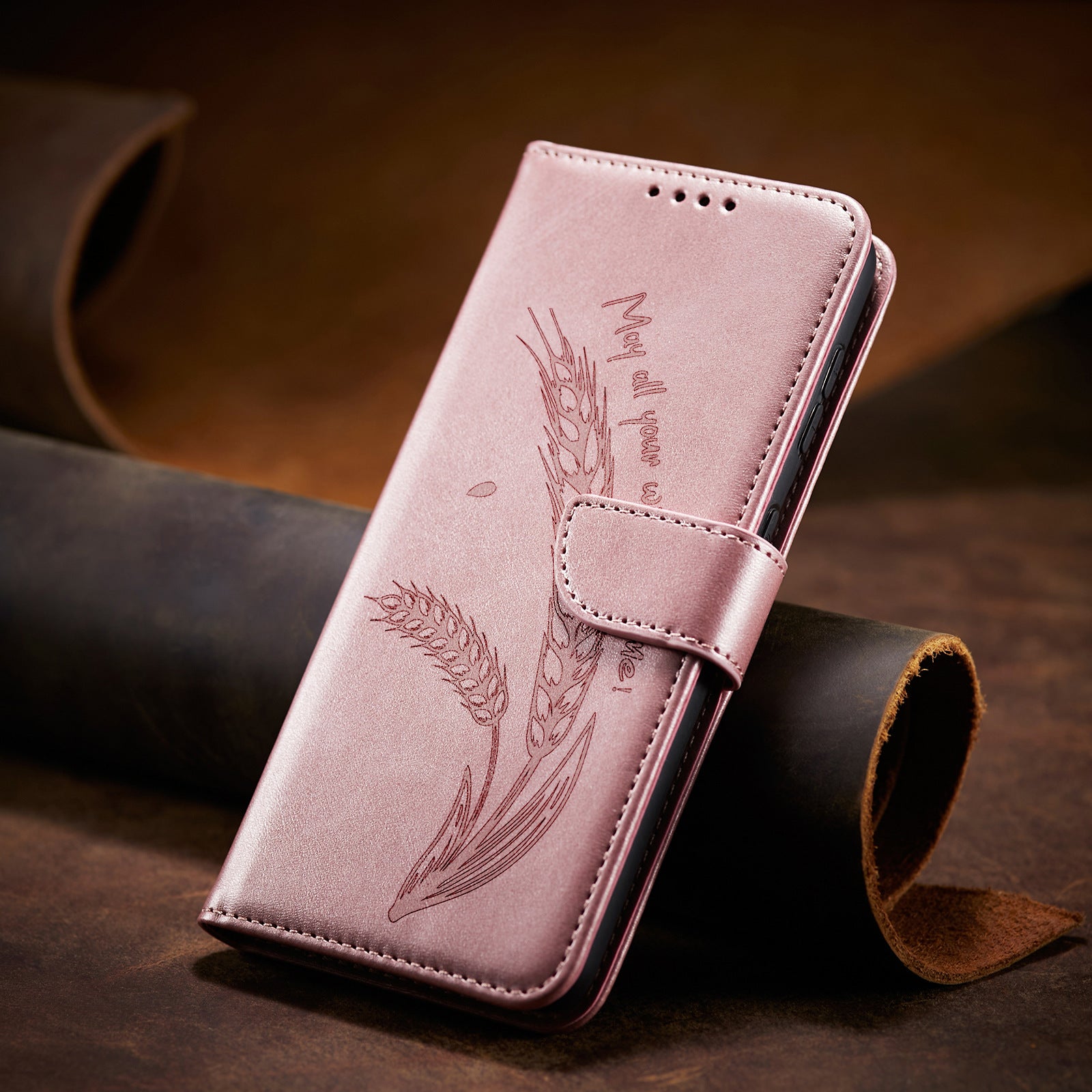 Wheat Ear Embossed Flip Wallet Case for Samsung