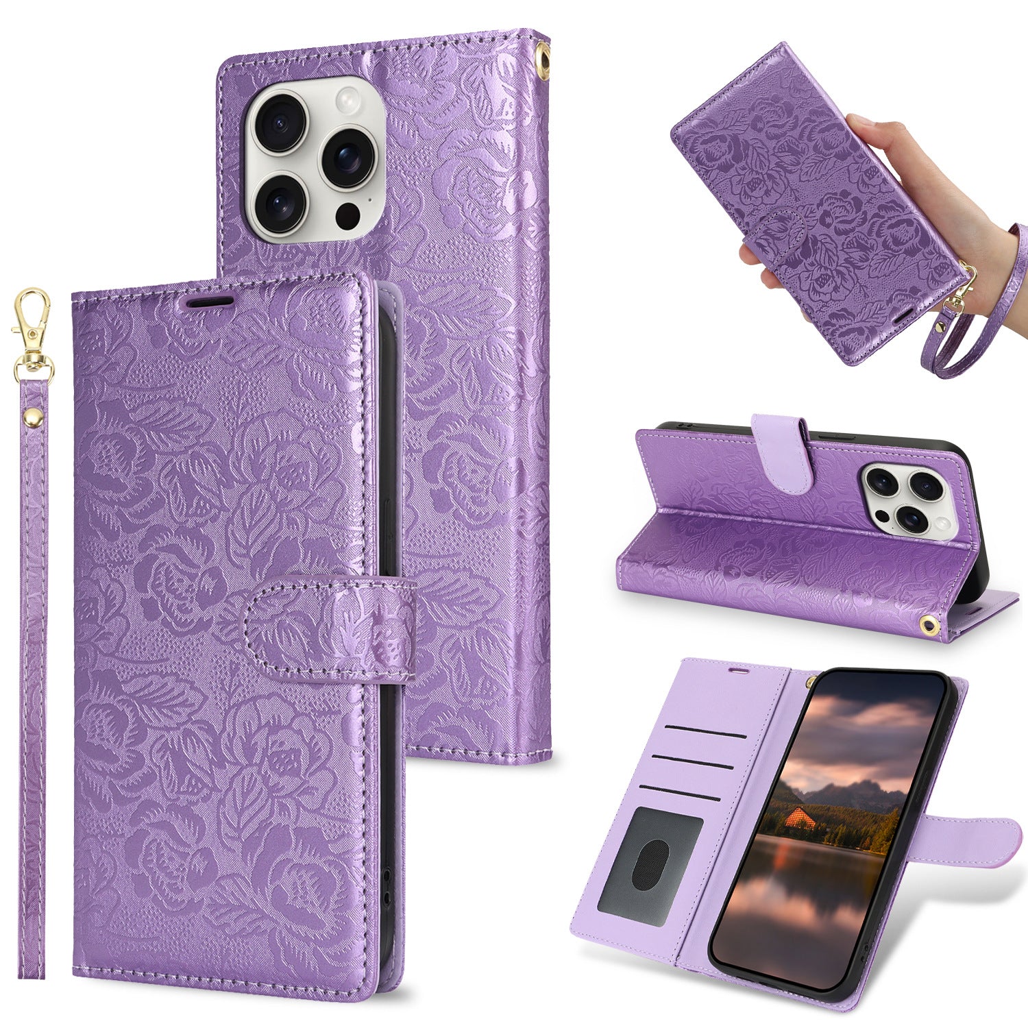 Fashion Rose Embossed Wallet Case For Samsung