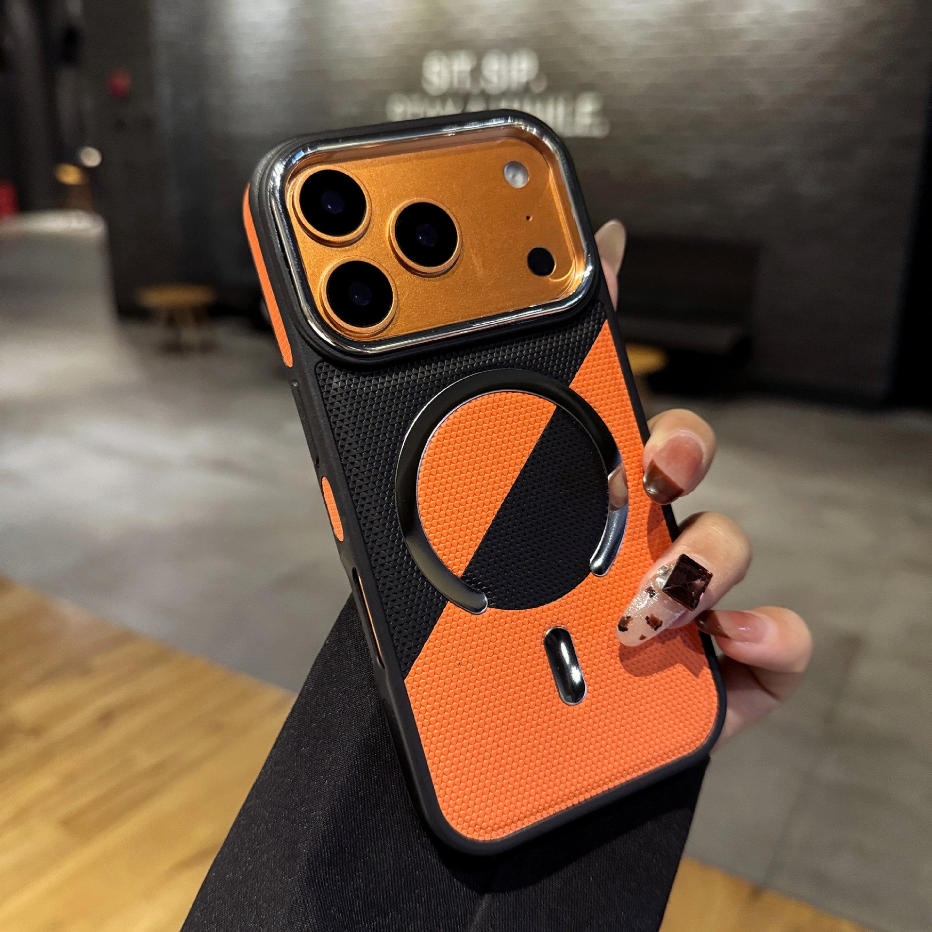 Two-tone leather texture magnetic case for iPhone