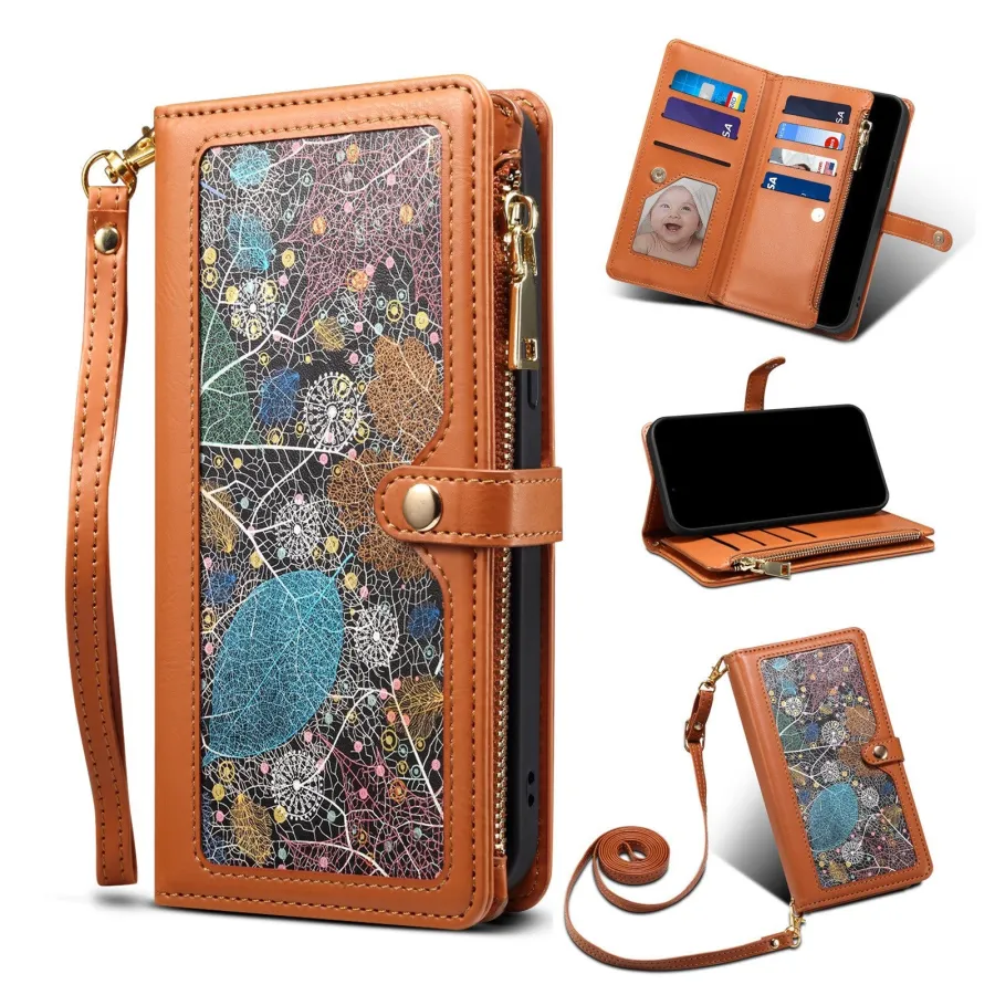 RFID lanyard crossbody wallet case for Samsung