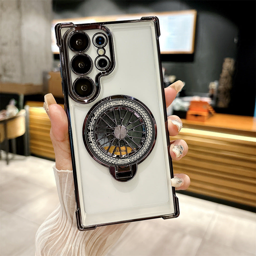 Electroplating Anti-drop Rotating Gyro Magnetic Stand Case For Samsung
