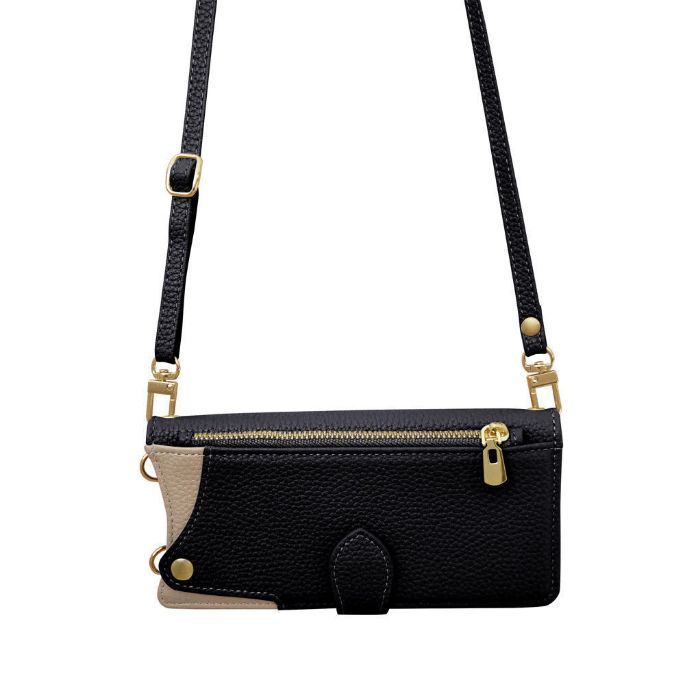 Flip-cover wrist strap crossbody case for iPhone