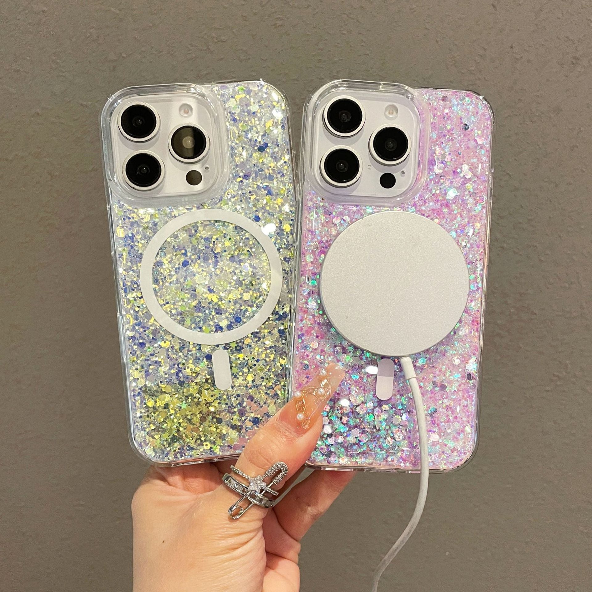 Shell pattern glitter gradient magnetic case for iPhone