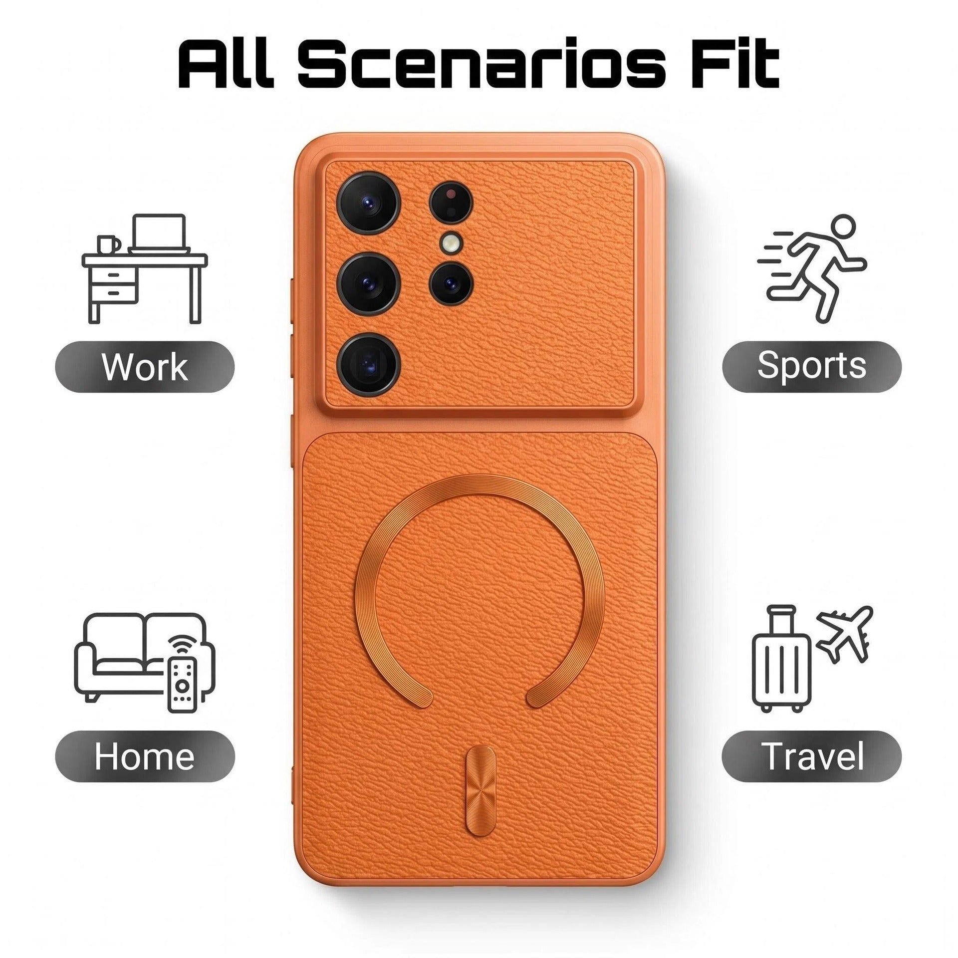 Lychee Pattern Magnetic Anti-Fingerprint Case for Samsung