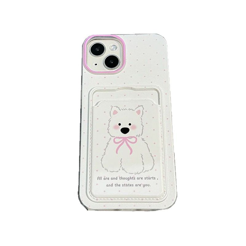 Funny cute puppy card holder lanyard case For iPhone