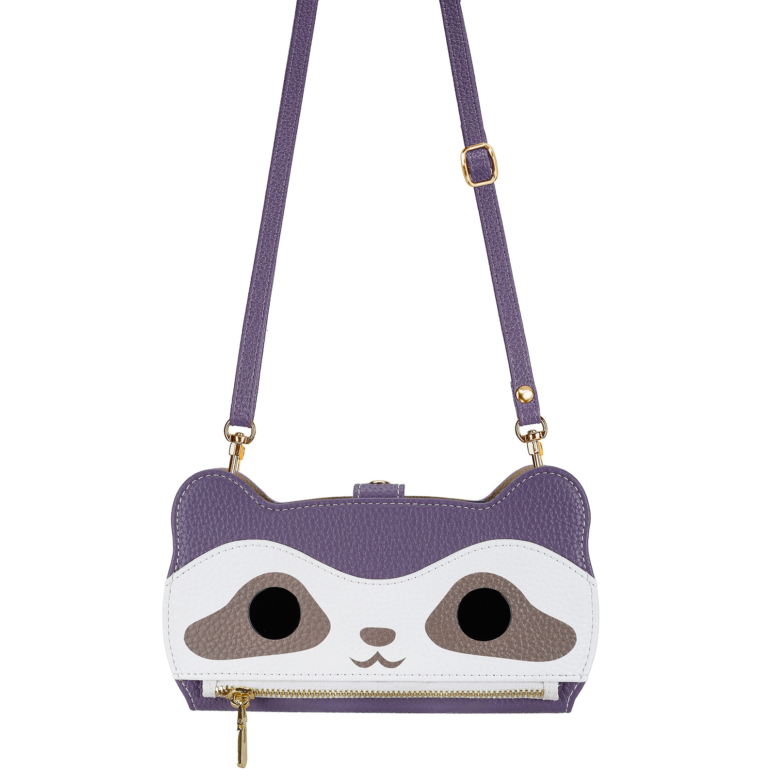 Cute Raccoon Crossbody Wallet Case For iPhone