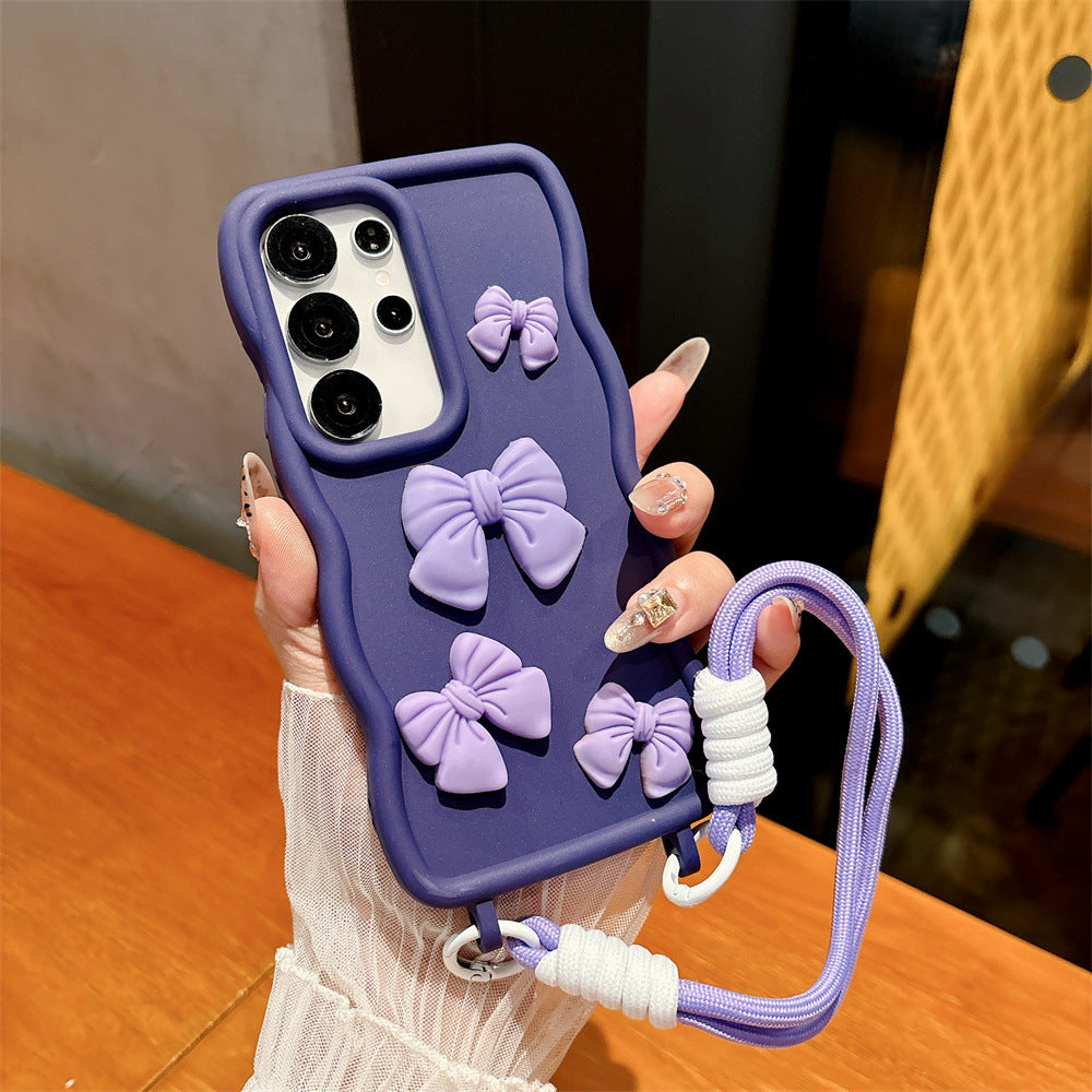 Wave Pattern Bowknot Lanyard Case for Samsung