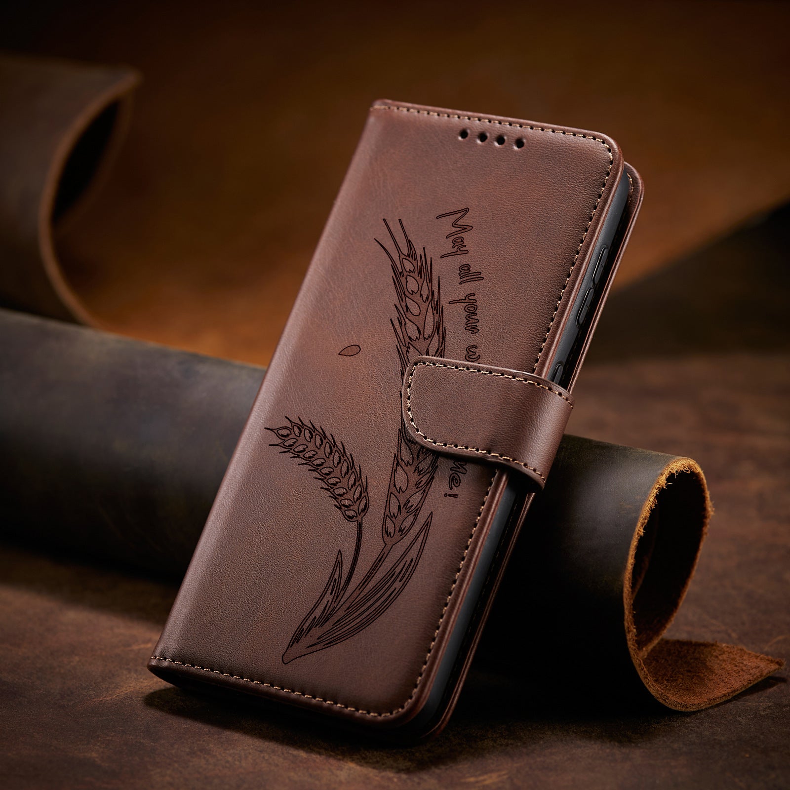 Wheat Ear Embossed Flip Wallet Case for Samsung