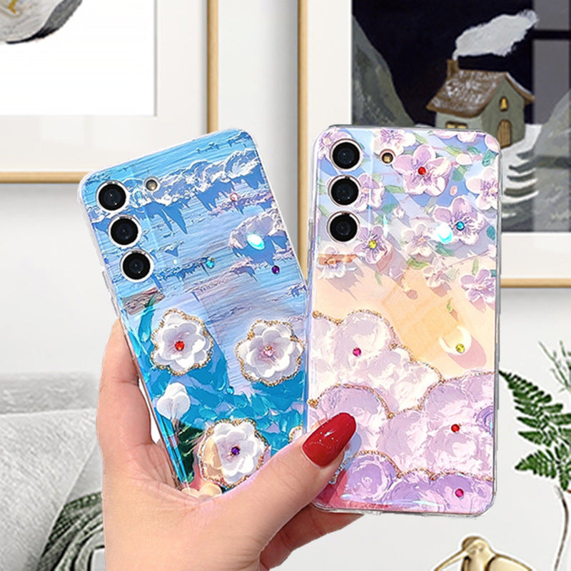 Blue light diamond oil painting case for Samsung