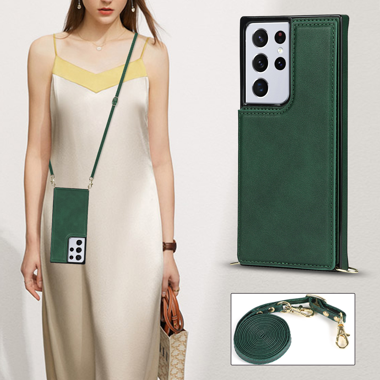 Crossbody Multi Card Slot Wallet Leather  Case for Samsung