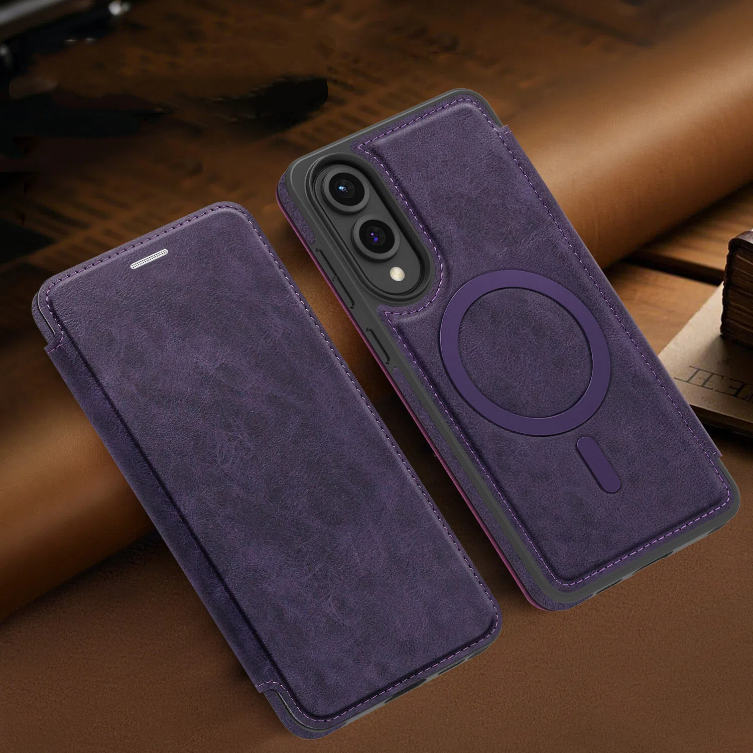 RFID Magsafe Magnetic Flip Wallet Case for Samsung