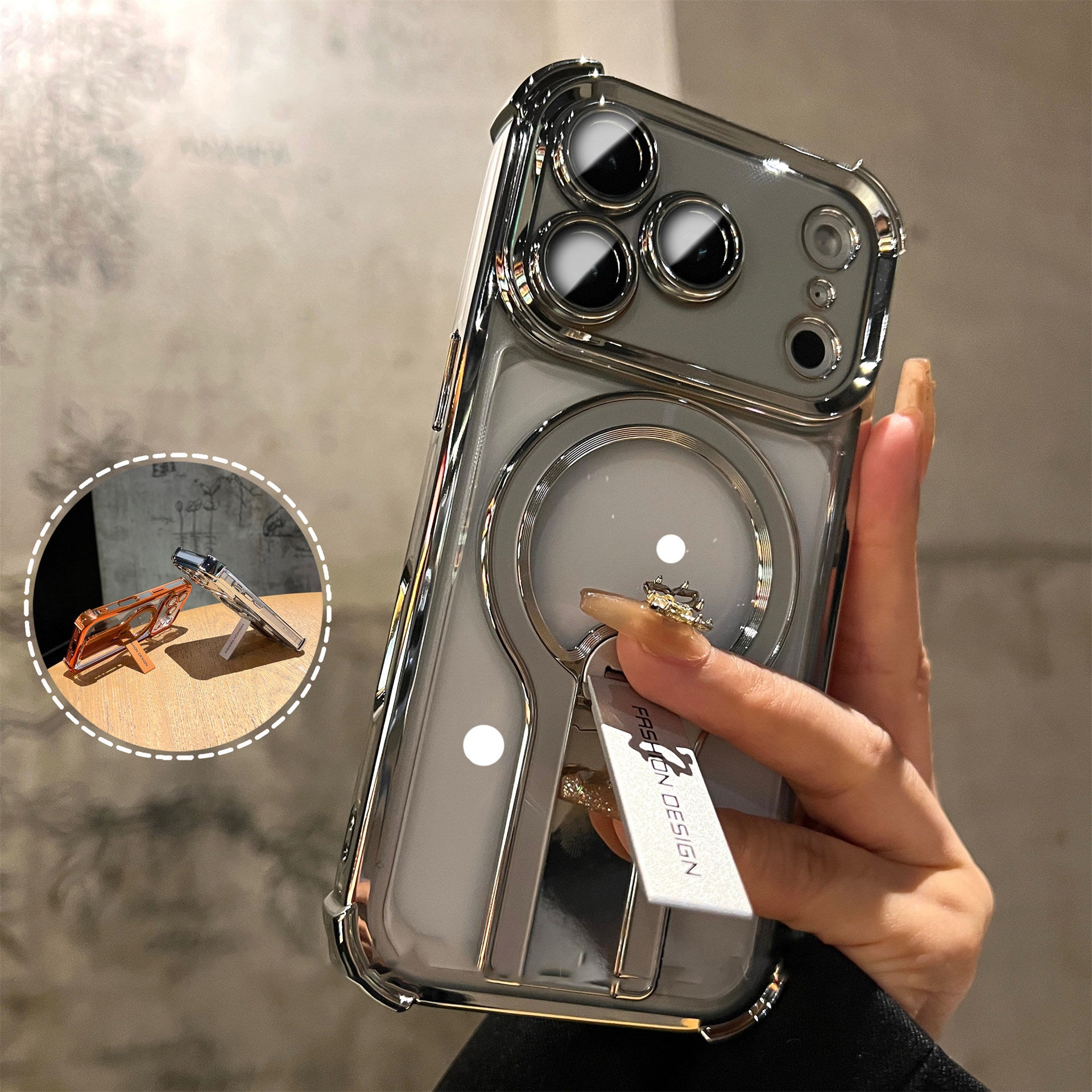 Electroplated four corner anti drop magnetic case for iPhone