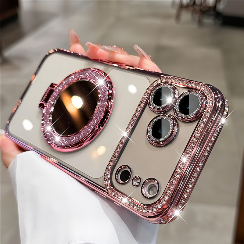Chain Mirror Ring Stand Case for iPhone