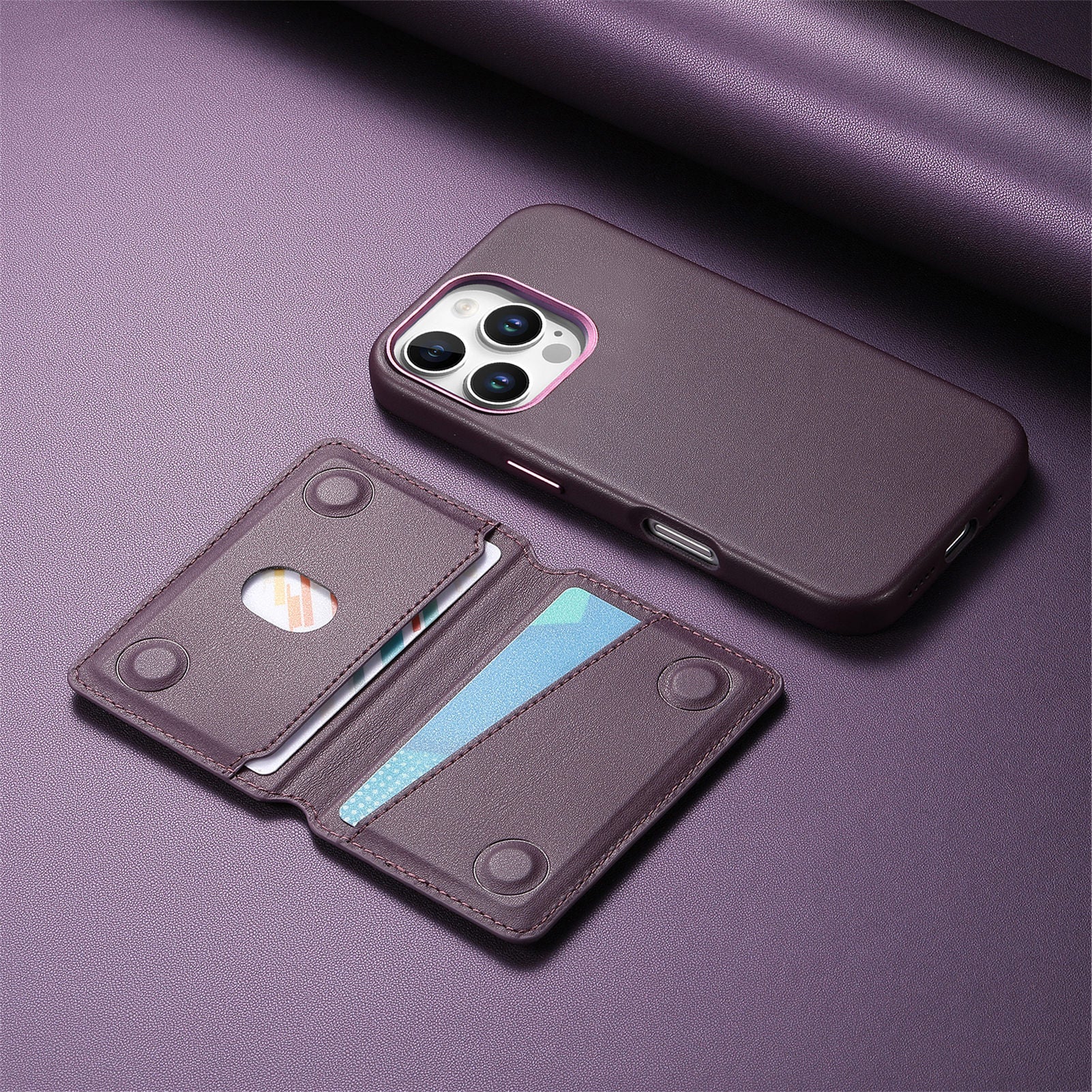 Card holder leather magnetic case for iPhone