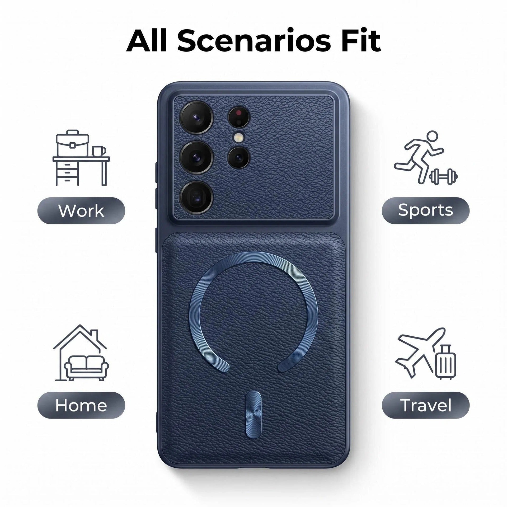 Lychee Pattern Magnetic Anti-Fingerprint Case for Samsung
