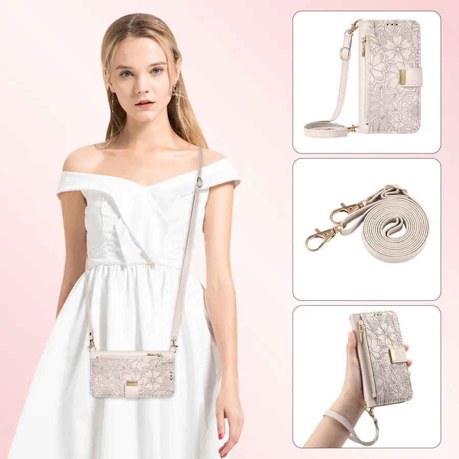 Card Slot Wristband Flip Leather Wallet Case for Samsung