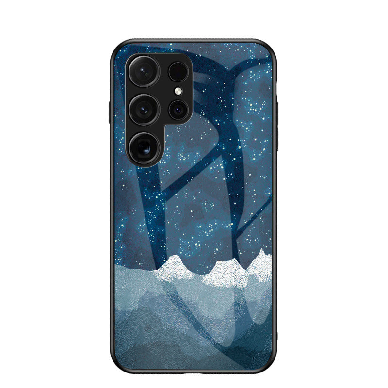Starry sky painted glass soft edge case for Samsung
