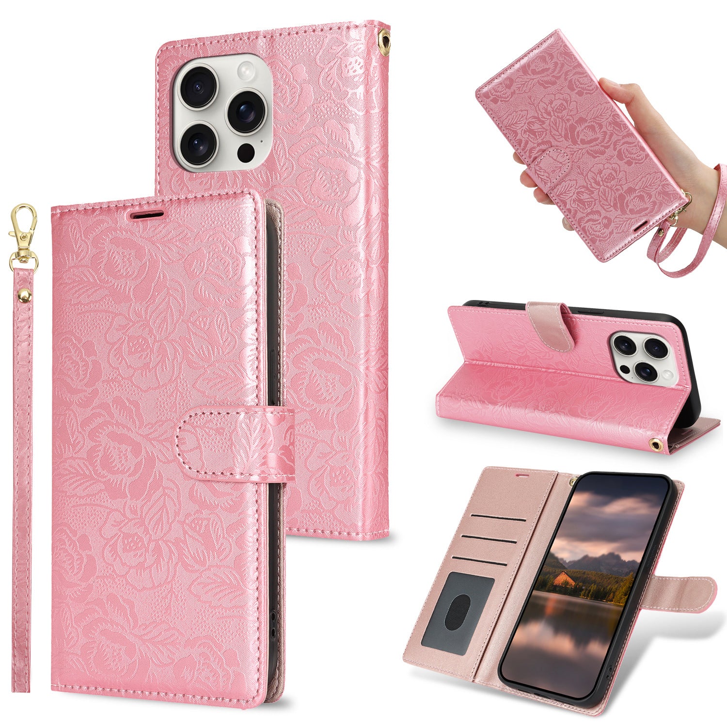 Fashion Rose Embossed Wallet Case For Samsung