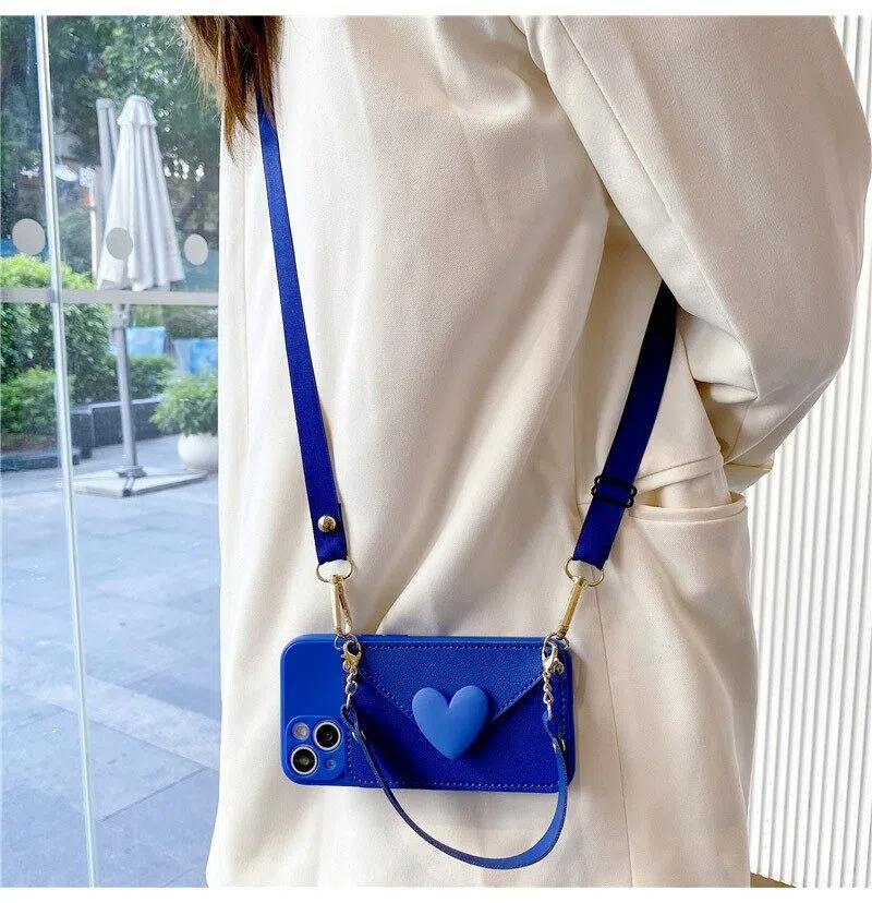 Crossbody Lanyard Strap Card Holder Case for iPhone