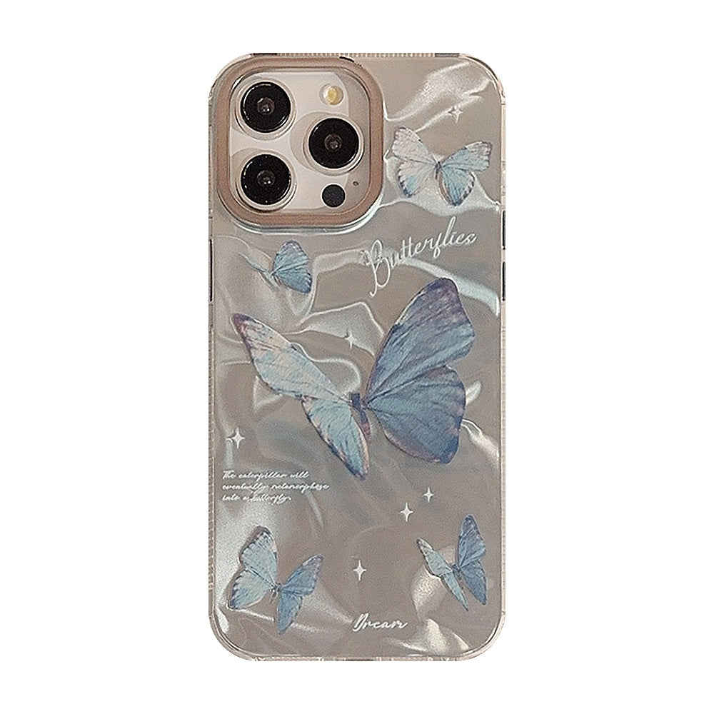 Water ripple blue butterfly anti-fall case For iPhone