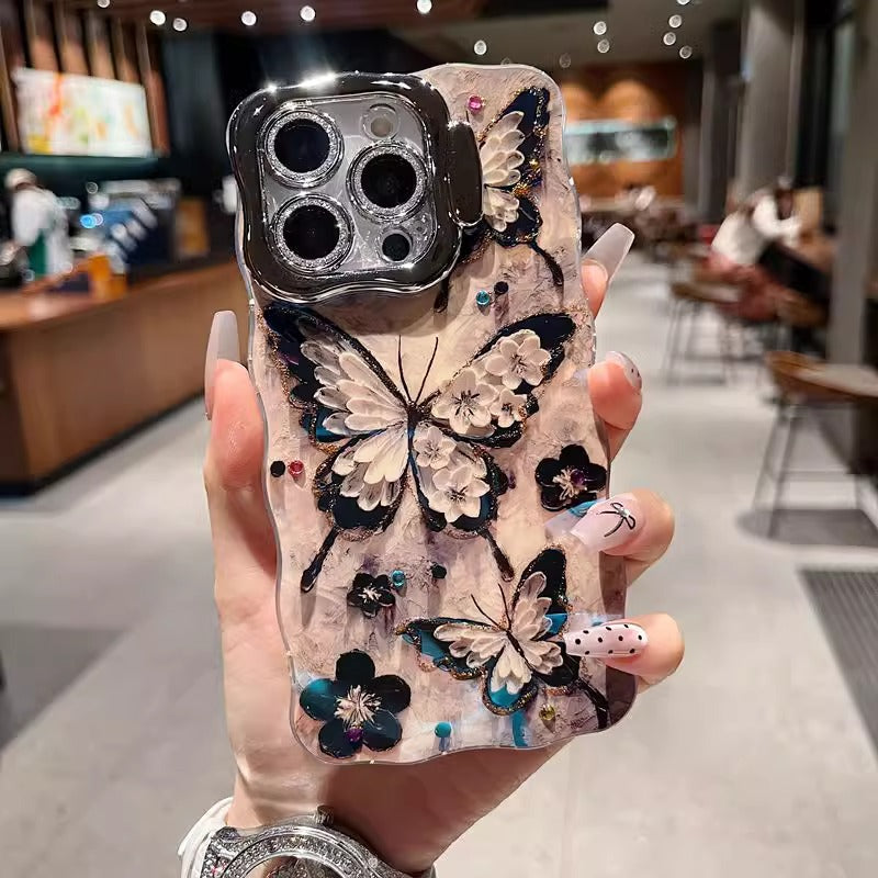 Oil painting butterfly phone case for iPhone