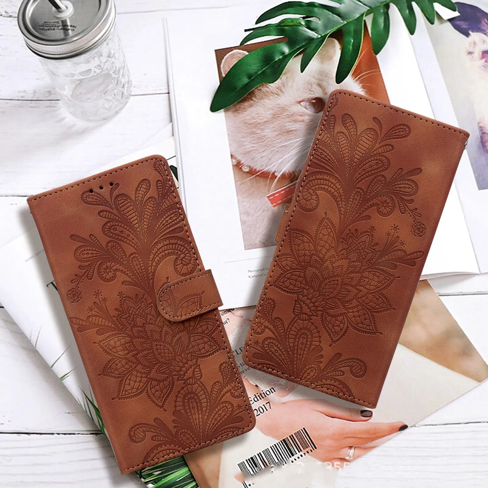 Embossing Magnetic Flip Leather  Wallet Case For Samsung