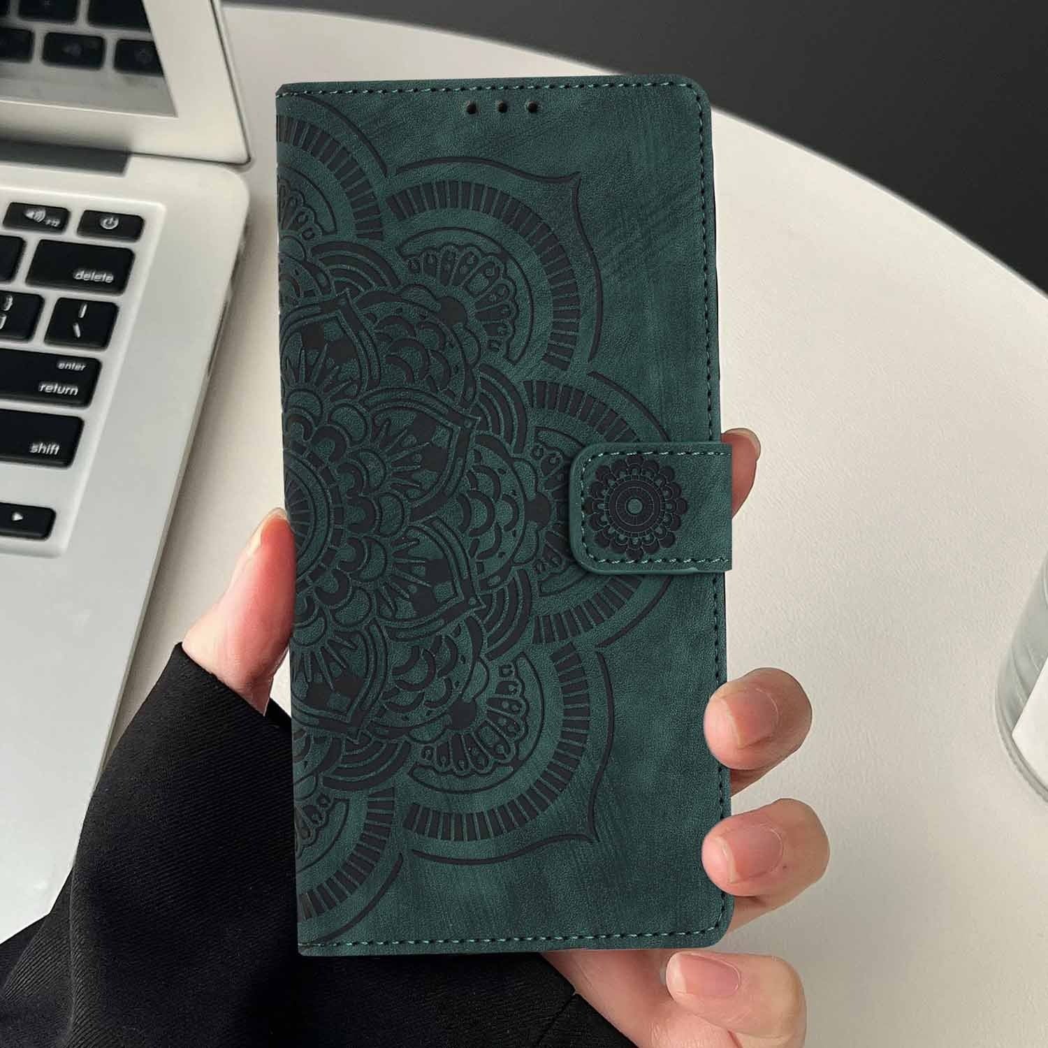 Embossed mandala flower flip case for Samsung