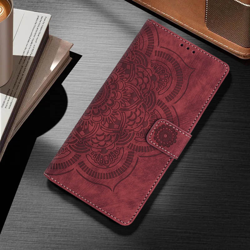 Embossed mandala flower flip case for Samsung