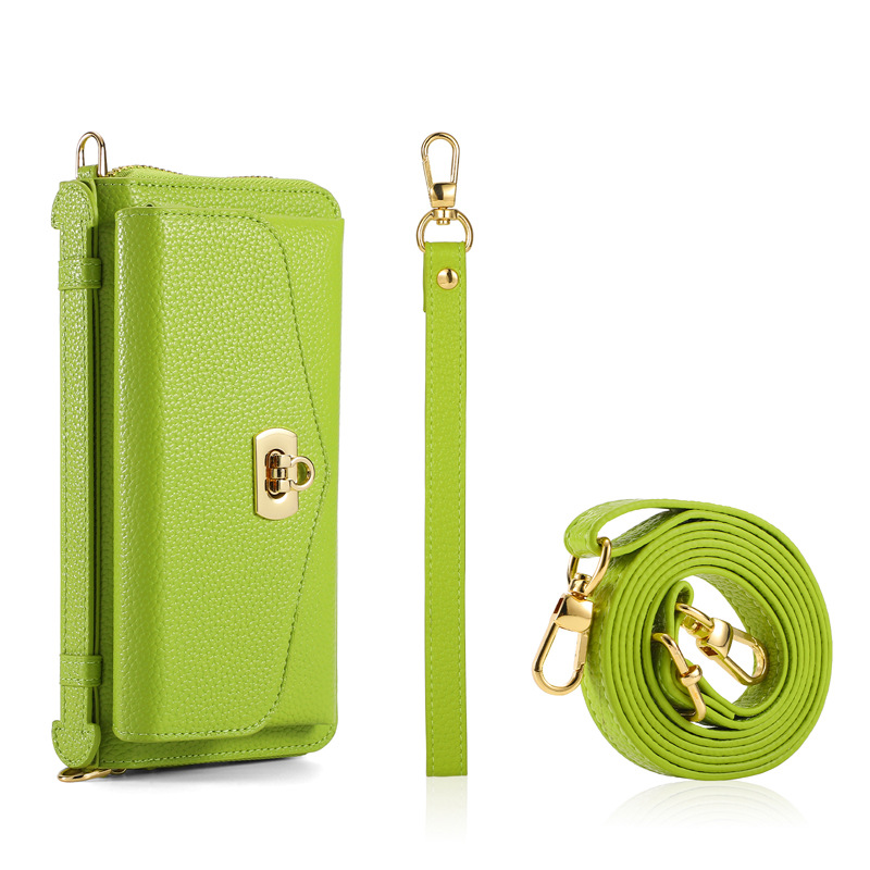 RFID Lychee Pattern Crossbody Magnetic Wallet Case for iPhone