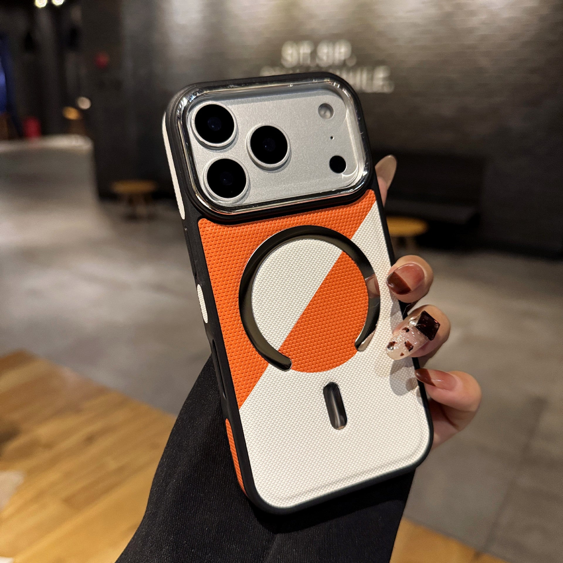 Two-tone leather texture magnetic case for iPhone