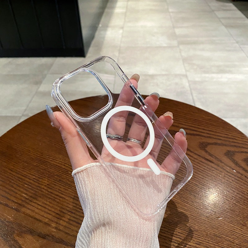 Simple transparent magnetic anti-fall  hard  case For iphone