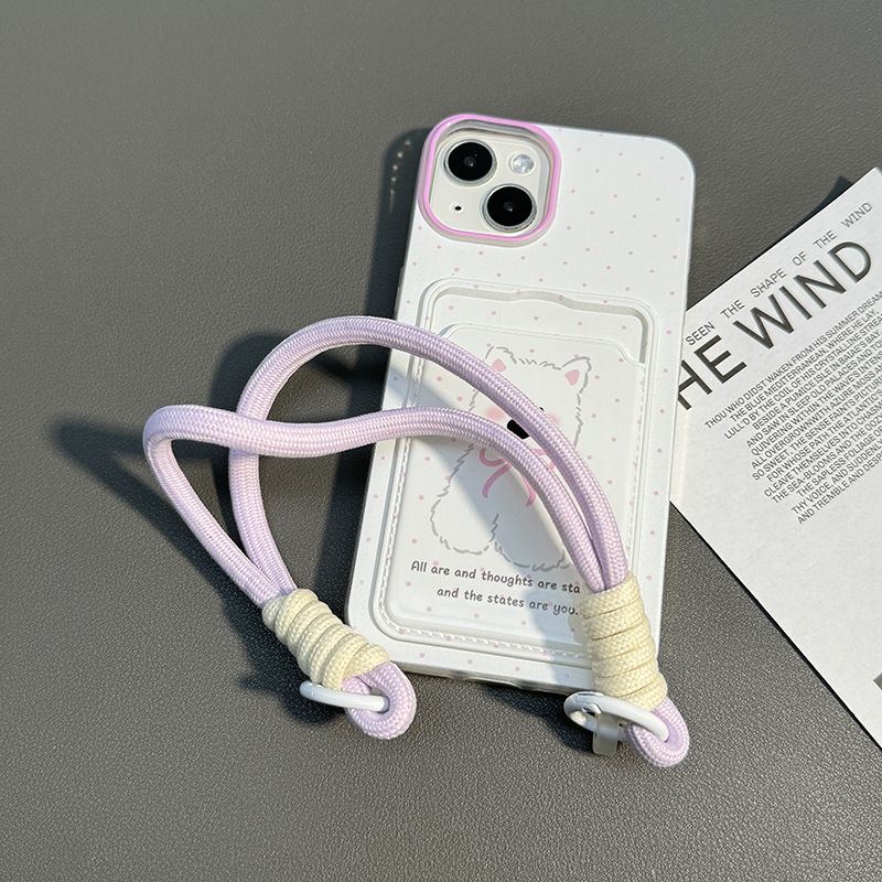 Funny cute puppy card holder lanyard case For iPhone