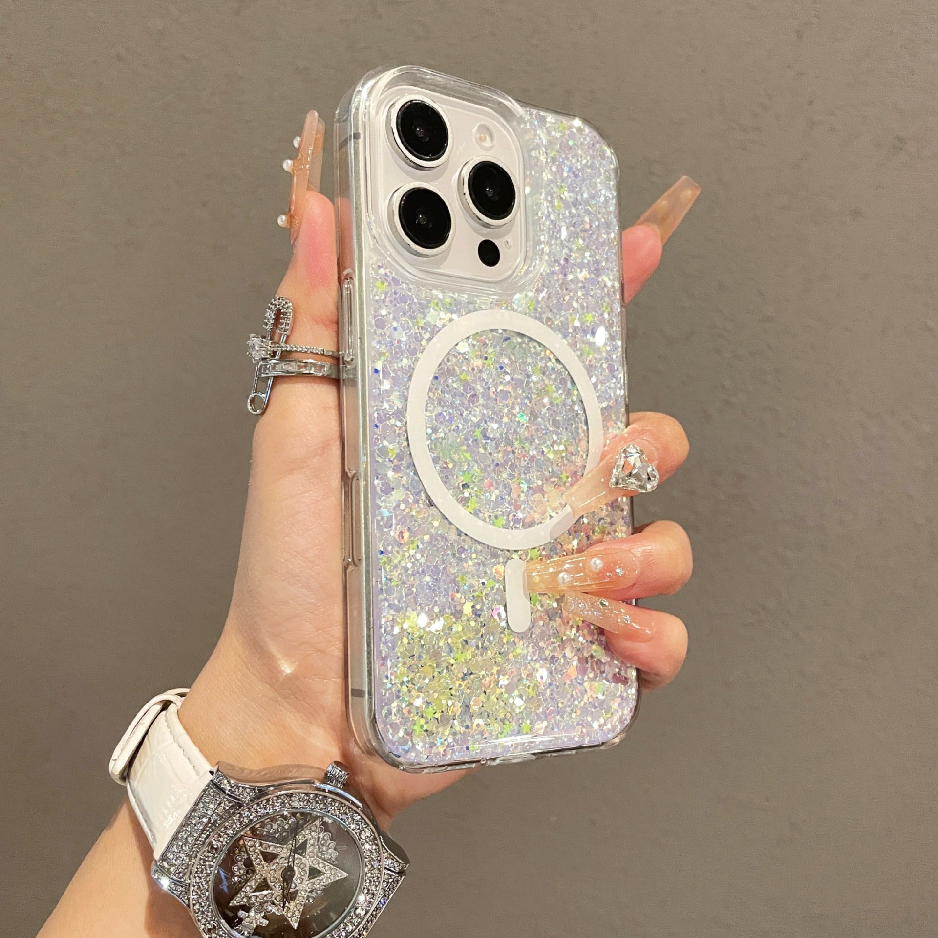 Shell pattern glitter gradient magnetic case for iPhone